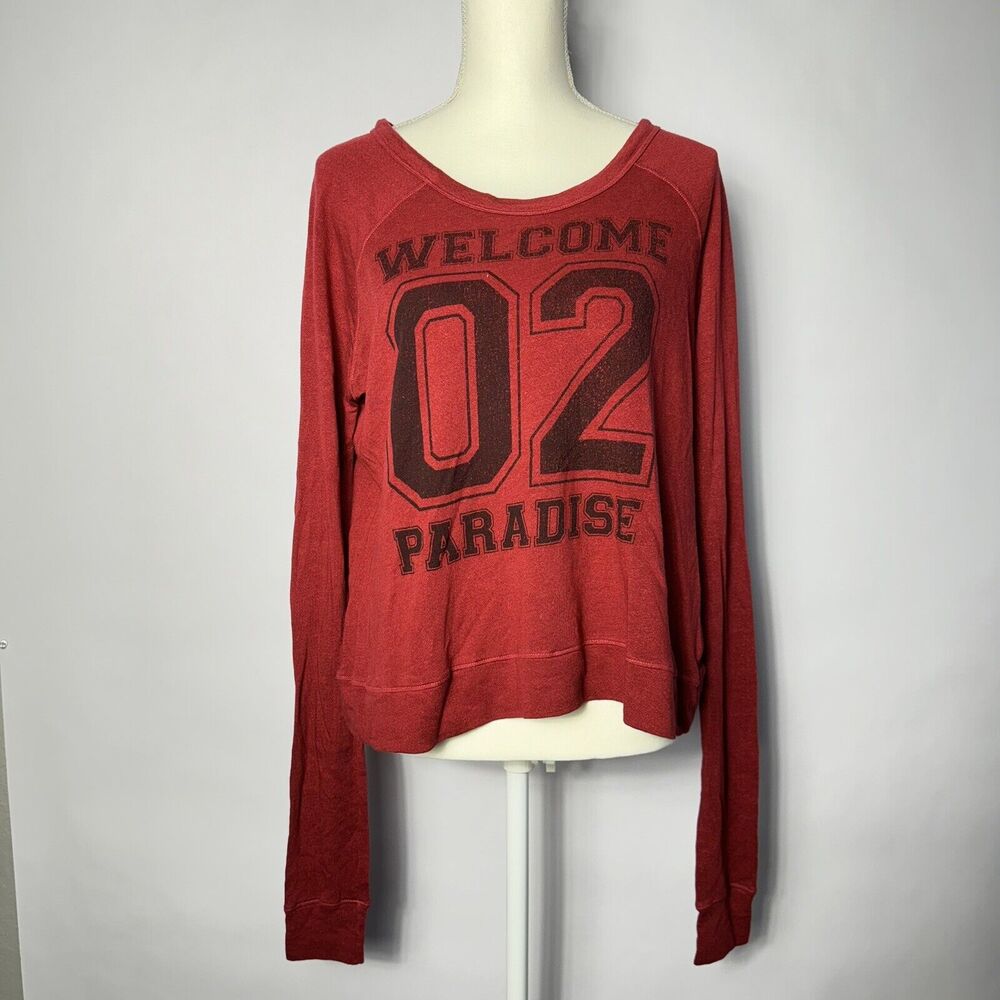 ANTHROPOLOGIE SUNDRY Red Long Sleeve Cropped Sweatshirt - Size 1/small- NWT - G